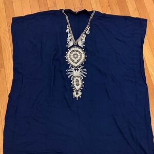 Lilly Pulitzer Navy Beach Cover Up with Gold Trim